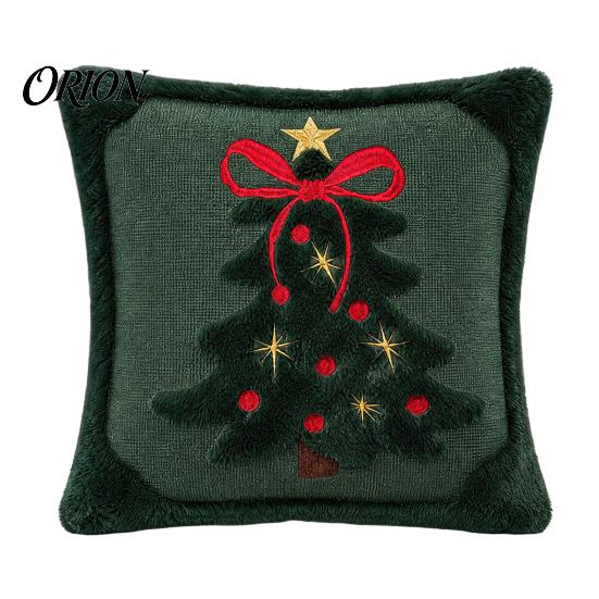 Soft Plush Decorative Cushion Cover Christmas Tree Cover, Embroidered Throw Pillow Holiday Seasonal Home Accents Case for Decor, 18 x Inches Covers