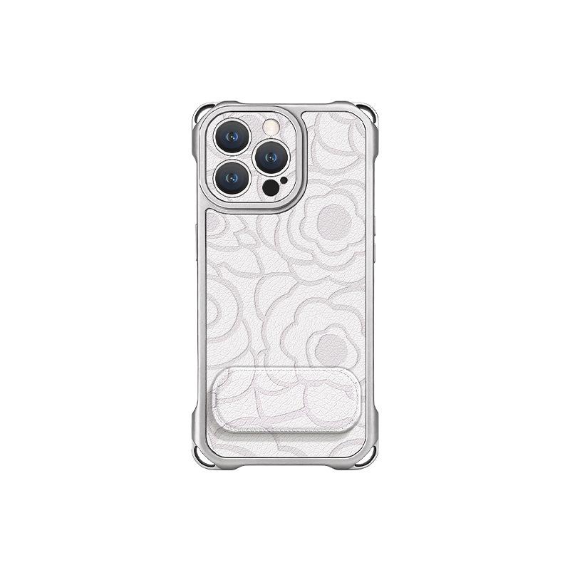 Rose printing applies to Apple 17 mobile phone case iphone15 four-corner lanyard 16promax bracket 14 lambskin.