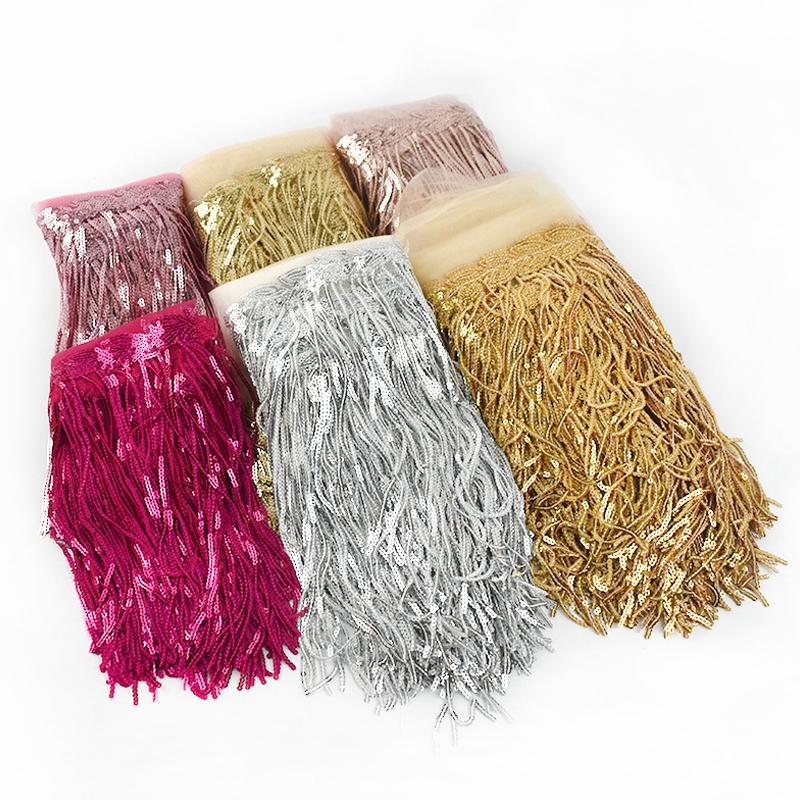10 Yards 20cm Colorful Sequin Shiny Tassel Lace Trim Ribbon Fringe Diy Handmade Dance Performance Stage Costume Curtain Decor