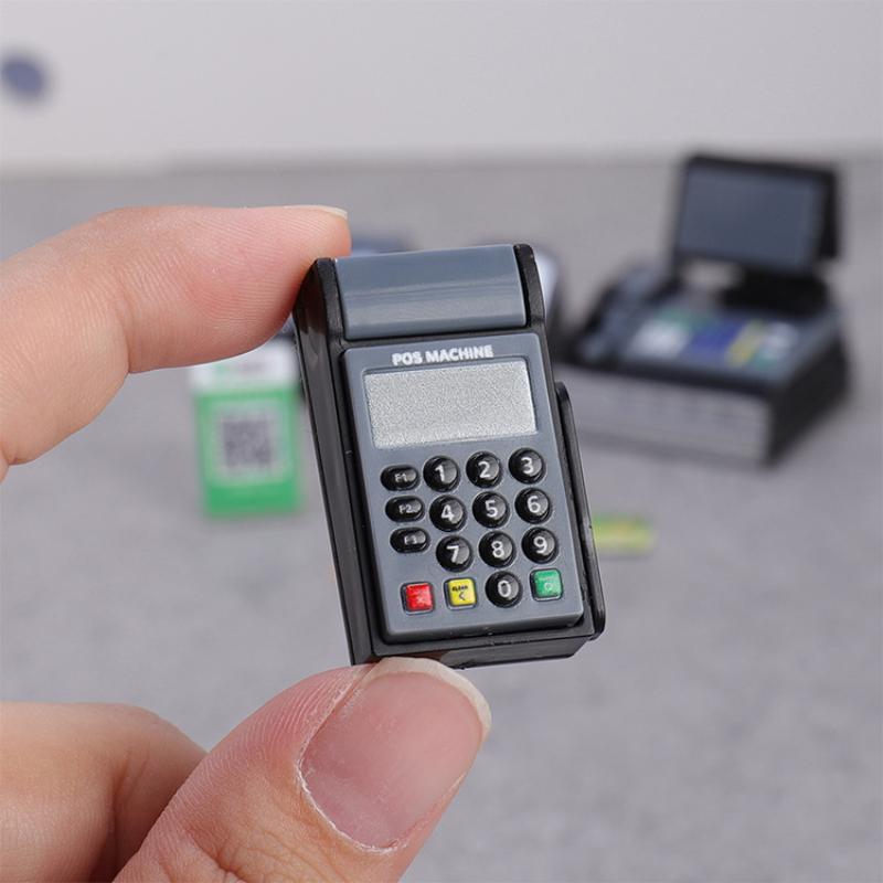 1 Set Plastic Collectible Fashion Figurines Mini Supermarket Cash Register & Pos Machine Kit Home Indoor Decor For All Room Type