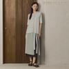Fine Pleats Layered Wrap Skirt Light Gray