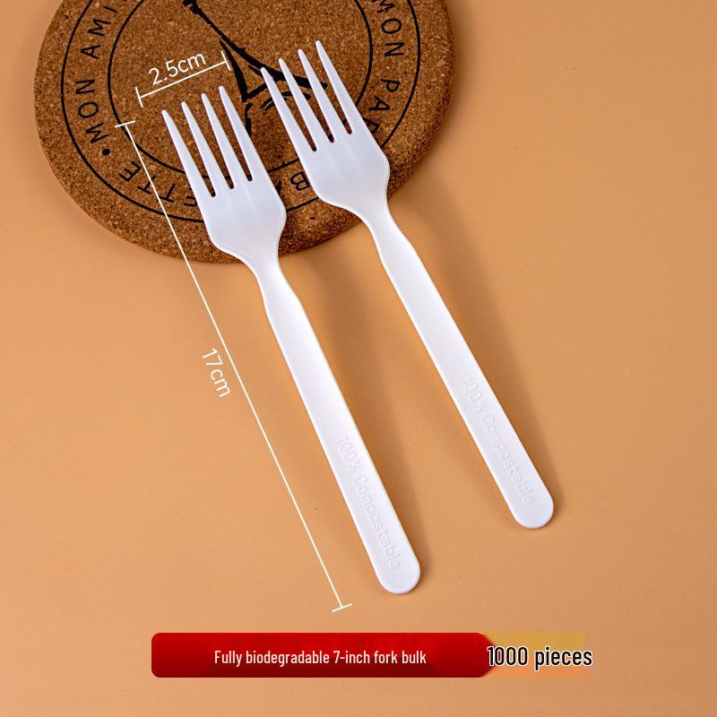 Disposable Biodegradable PLA Cutlery Set: Knife, Fork, Spoon with Long Handle and Thick Design