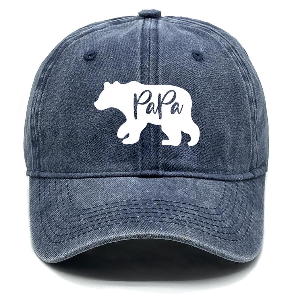 PaPa" Bear Print Snapback Baseball Cap, Father's Day Woman's Cap Sporting Non-Stretch Fabric Sun Protection Headwear Adjustable Sun Hat