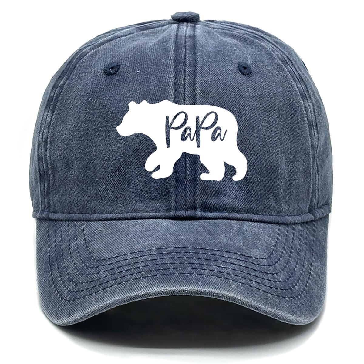 

PaPa Bear Print Snapback Baseball Cap, Father s Day Woman s Cap Sporting Non-Stretch Fabric Sun Protection Headwear Adjustable Sun Hat as the picture темно-синього кольору