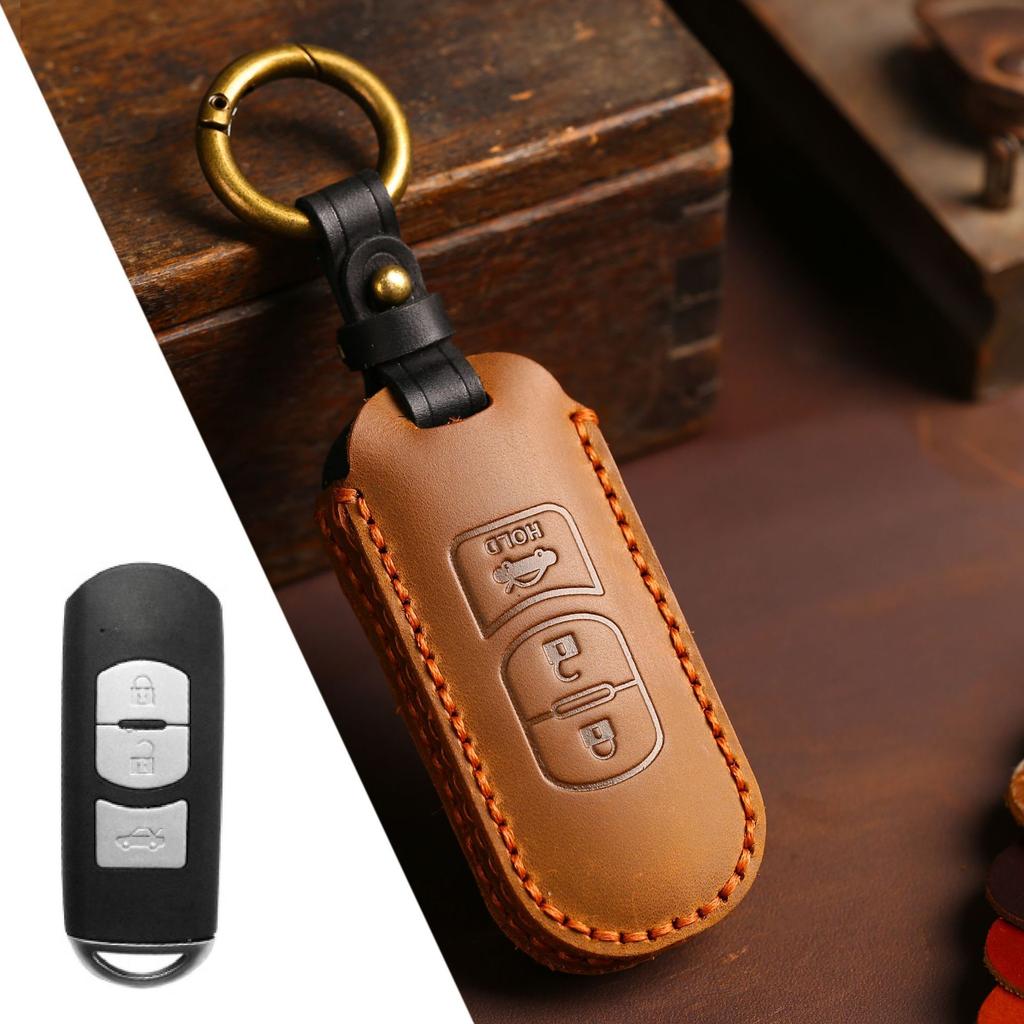 Leather Cover Protector Car Fob Key Case Holder Shell for Mazda 2 3 5 6 Gh Gj Cx3 Cx5 Cx9 Cx-5 Cx Remote Keychain Accessories