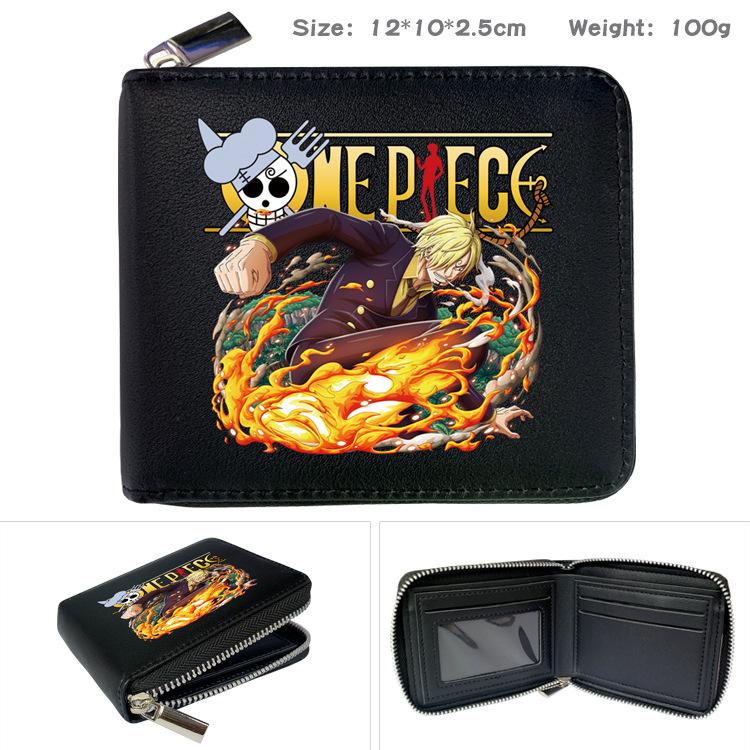 One Piece Anime Reißverschluss PU Geldbörse Luffy Aufdruck Kurzes Münzfach Kartenhalter