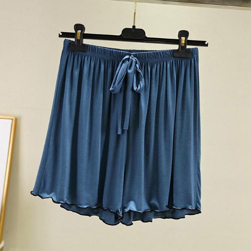 

Свободные домашние шорты, женские однотонные брюки большого размера, верхняя одежда, повседневные брюки, летние брюки из ледяного шелка с пятью точками XXXL