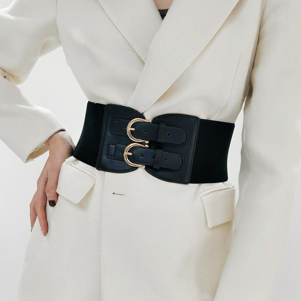 Adjustable PU Cummerbunds Solid Color Wide Waist Corset Elegant Corset Belt  Girl