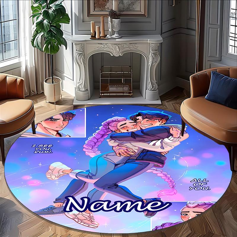 Personalized K-KPop Demon Hunters Round Chair Office Rug - Perfect for Mat, Office Chair & More - Ideal Gift for Birthdays and Holidays