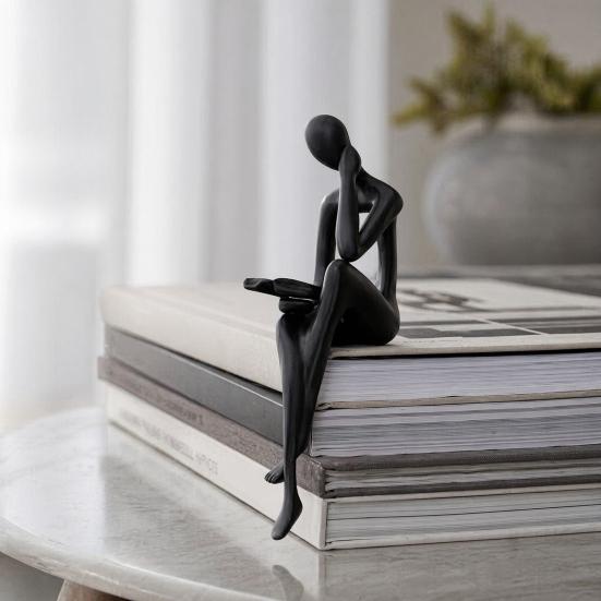 3D Printed Thinker Figurines Ornaments Minimalist Abstract Art Sculptures for Home Office Bookcase