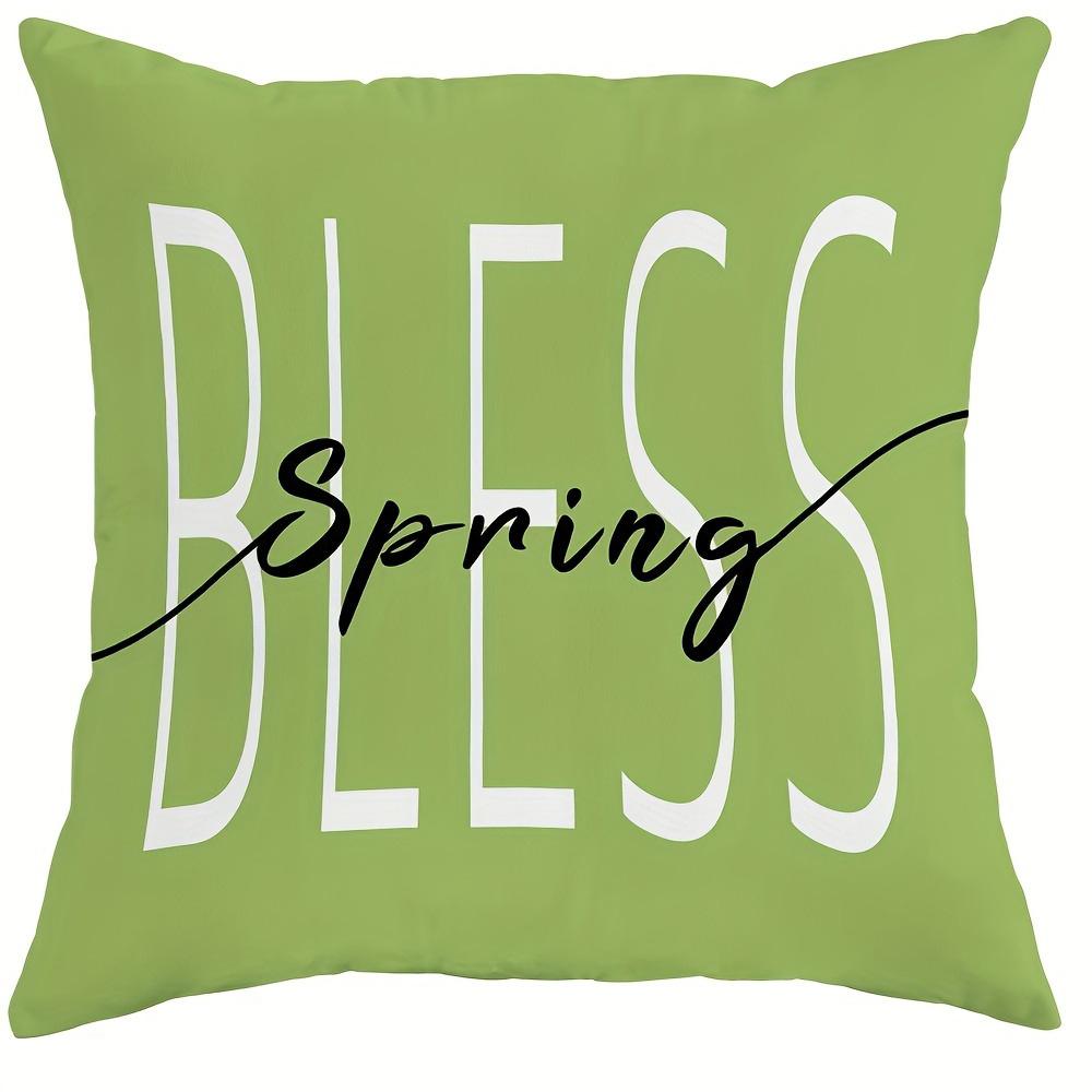Spring Theme Pillow Cover Fresh and Warm Wind Green Bird Floral Print Pillowcase Sofa Chair Cushion Suite Decoration