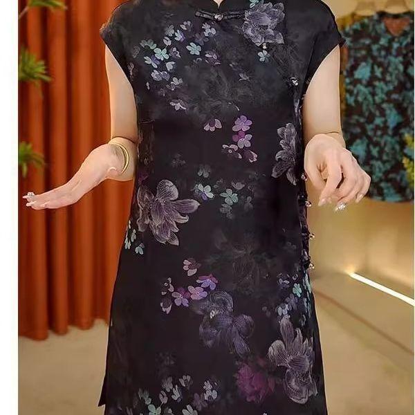 

Женское летнее летнее платье для мамы 2025 года большого размера, тонкий топ, темпераментный длинный топ M [Recommended below 50kg]