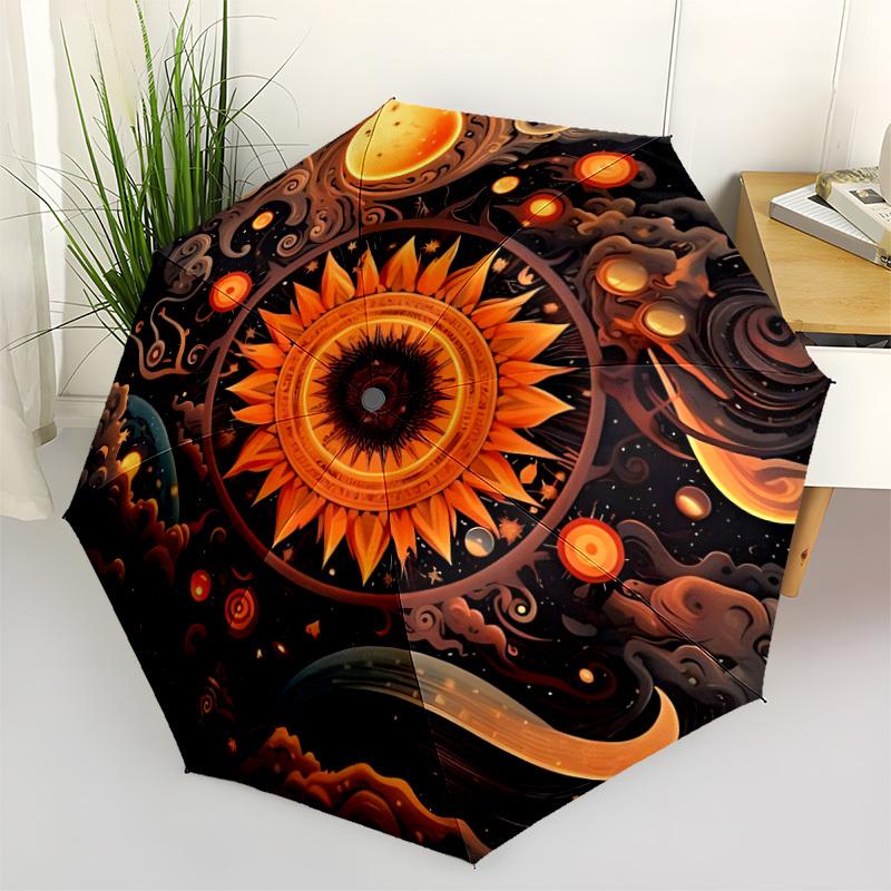 

1pc Cosmic Eye Mandala Automatic Opening and Closing Folding Umbrella with 8 Iron Ribs - Portable, Foldable for Travel yy251124149