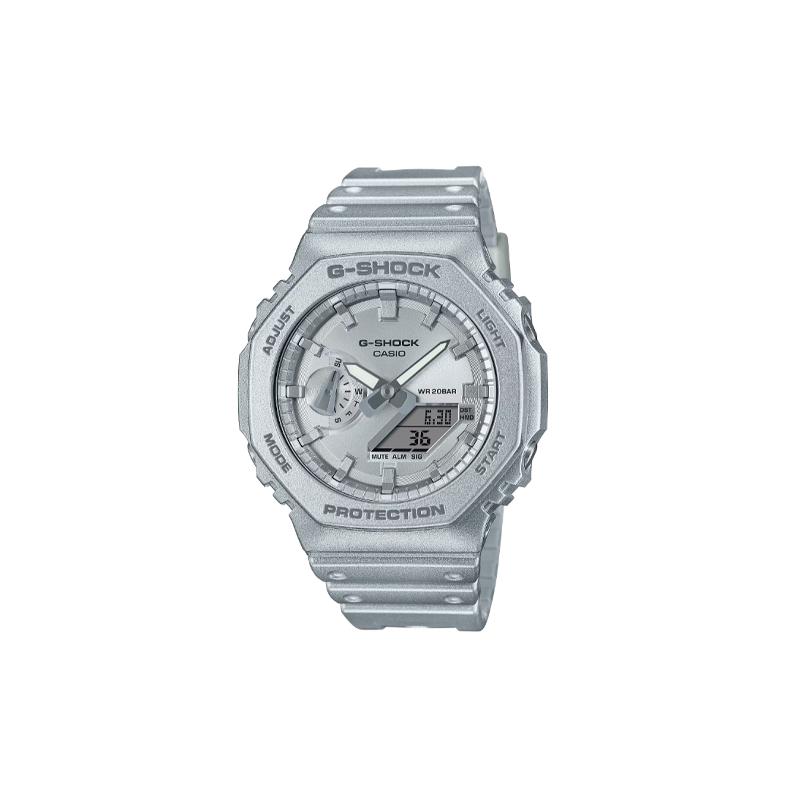 

Casio LCD/pointer dual display series G-SHOCK 200 meters waterproof, fashionable and waterproof, quartz movement, resin strap, Japanese GA-2100FF-8AJF срібний