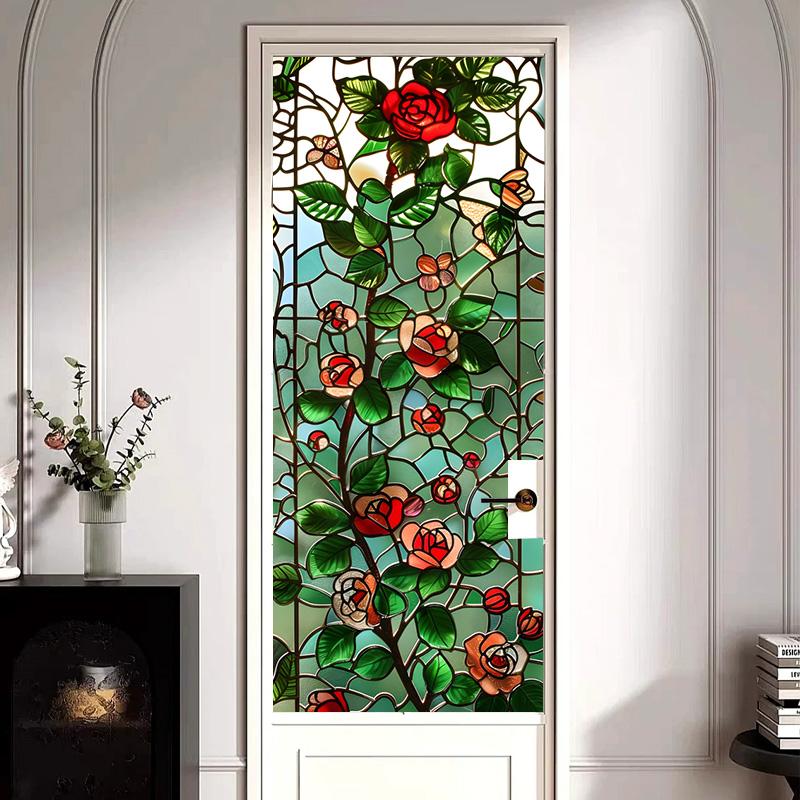 European Style Retro Glass Partition Wall Imitation Color Painting Art Film Translucent Opaque Paper Window Film Stained Glass