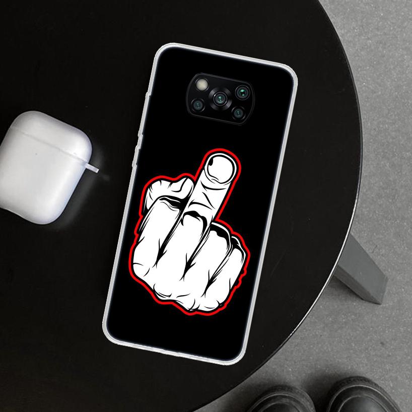 Middle Finger Phone Case Cover for Xiaomi Poco X6 X5 X7 Pro F7 Ultra Redmi 15C 15 13C 13 12C 12 10C 10 10A 9C 9A 9T 9 Coque Poco