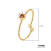 European & American Style Heart Zirconia Stainless Steel Women's Luxury Adjustable 18K Cable Ring