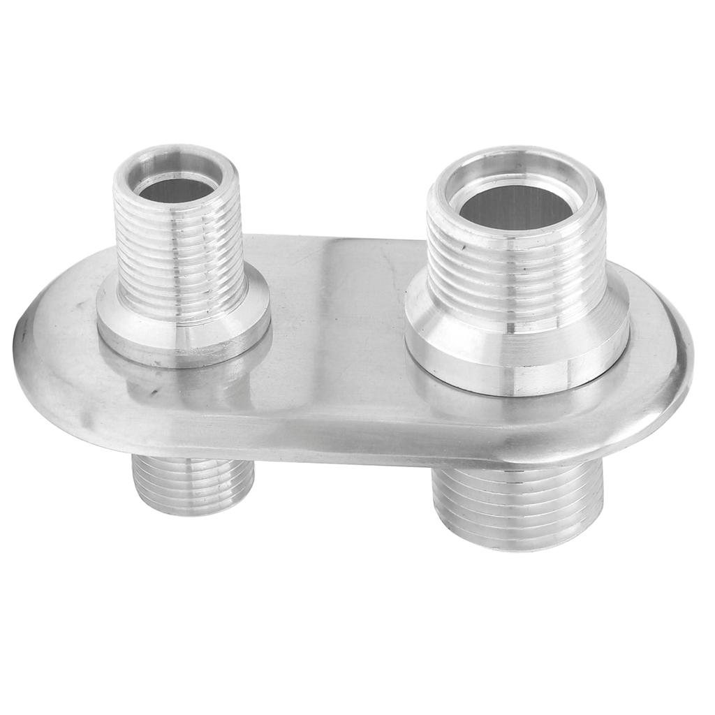 Car 2‑Port Air Conditioner Bulkhead Connector Universal Modification Replacement for Hot RodSilver