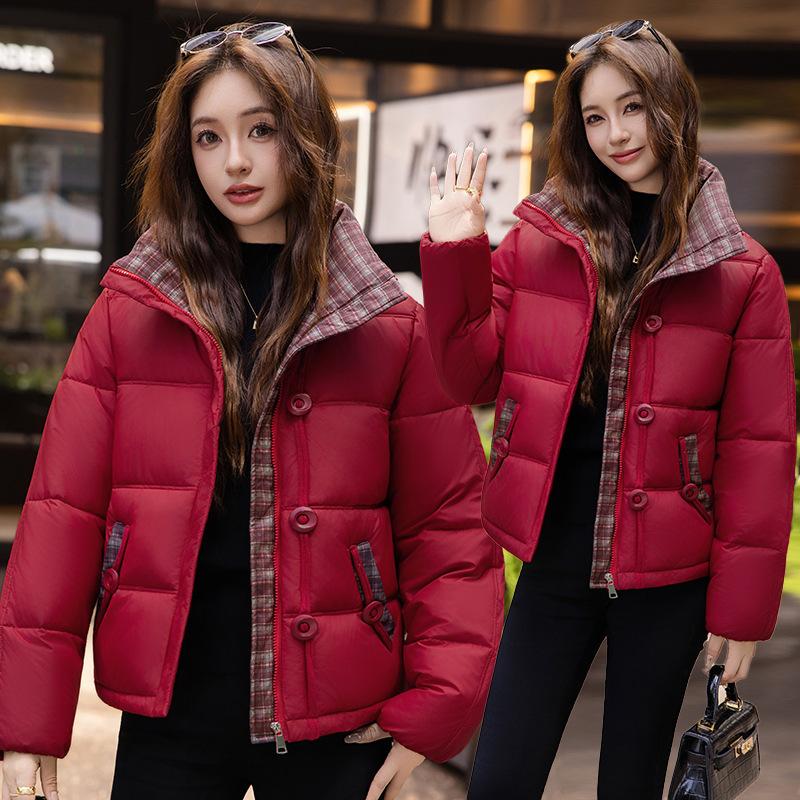 New Winter Cotton-padded Clothes Women's Short Splicing Fragrant Cotton-padded Clothes Fashionable Foreign Style with Cotton-padded Jacket