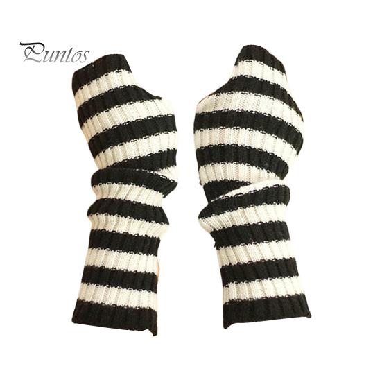 

1 пара осенне-зимних перчаток без пальцев в полоску с принтом, вязаные высокоэластичные нескользящие рукава, сохраняющие тепло, ветрозащитные чехлы для велосипедных рук белый