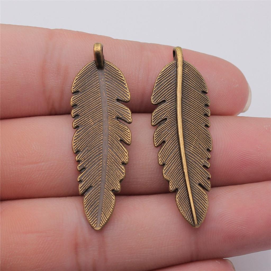 Feathers Leaf Nature Charm Antique Bronze Zinc Alloy Jewelry Making Supplies Bracelet Making Style Pendants