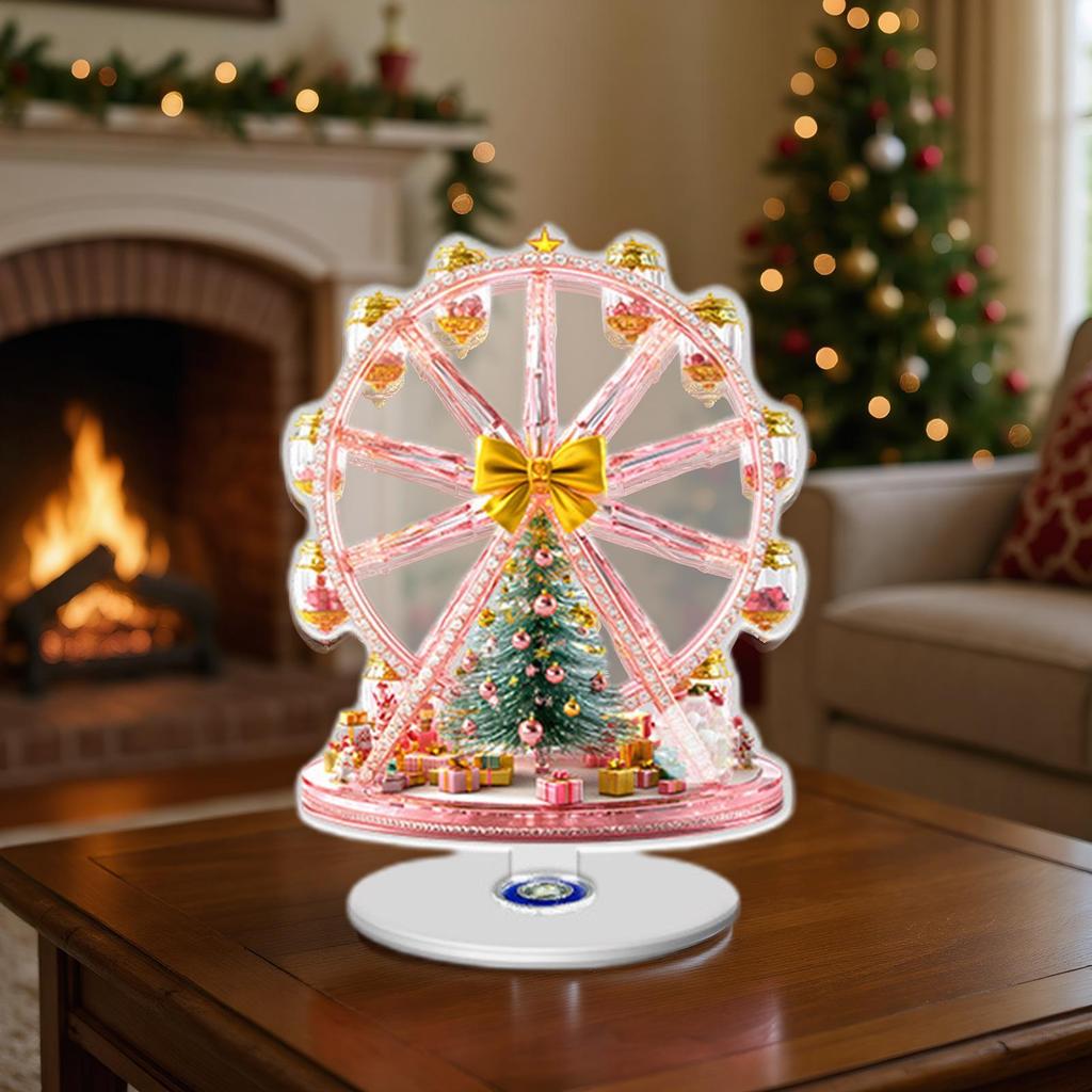 Ruchome świąteczne koło młyńskie z motywem drzewka - świąteczna dekoracja stołu na tacę piętrową, kominek, wesele, prezent noworoczny