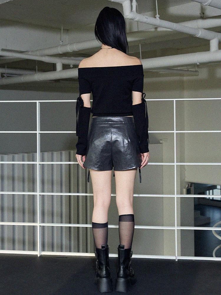 ITOV SEOUL Vintage Leather Skirt Pants Gy