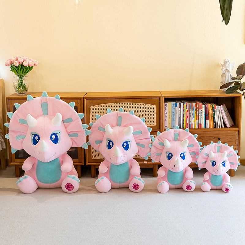 Cartoon Triceratops Jurassic Plush Toy Dinosaur Series Pink Stuffed Animal Doll Cute Soft Kids Gift