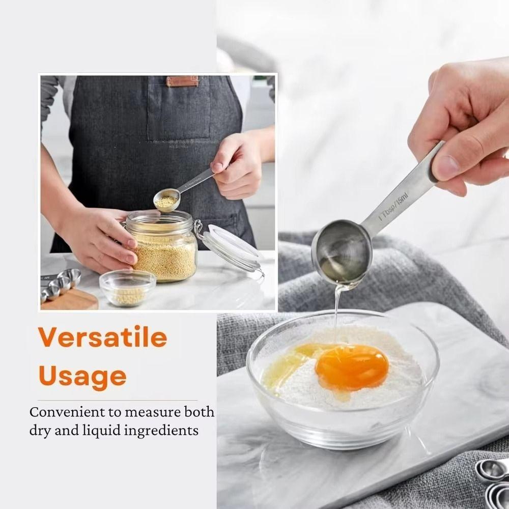 With Scale Measuring Spoon Set Stainless Steel Kitchen Measuring Cup  Seasoning Measuring