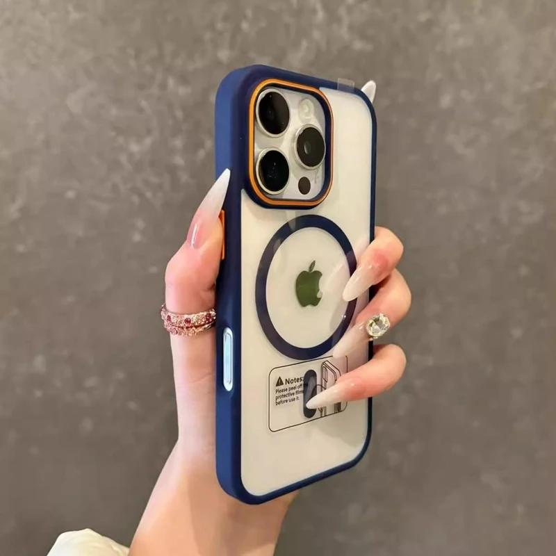 Luxury Transparent Magsasfe Case For iPhone 16 15 14 Plus 11 13 12 Pro Max Color Bumper Shockproof Magnet Wireless Charge Cover