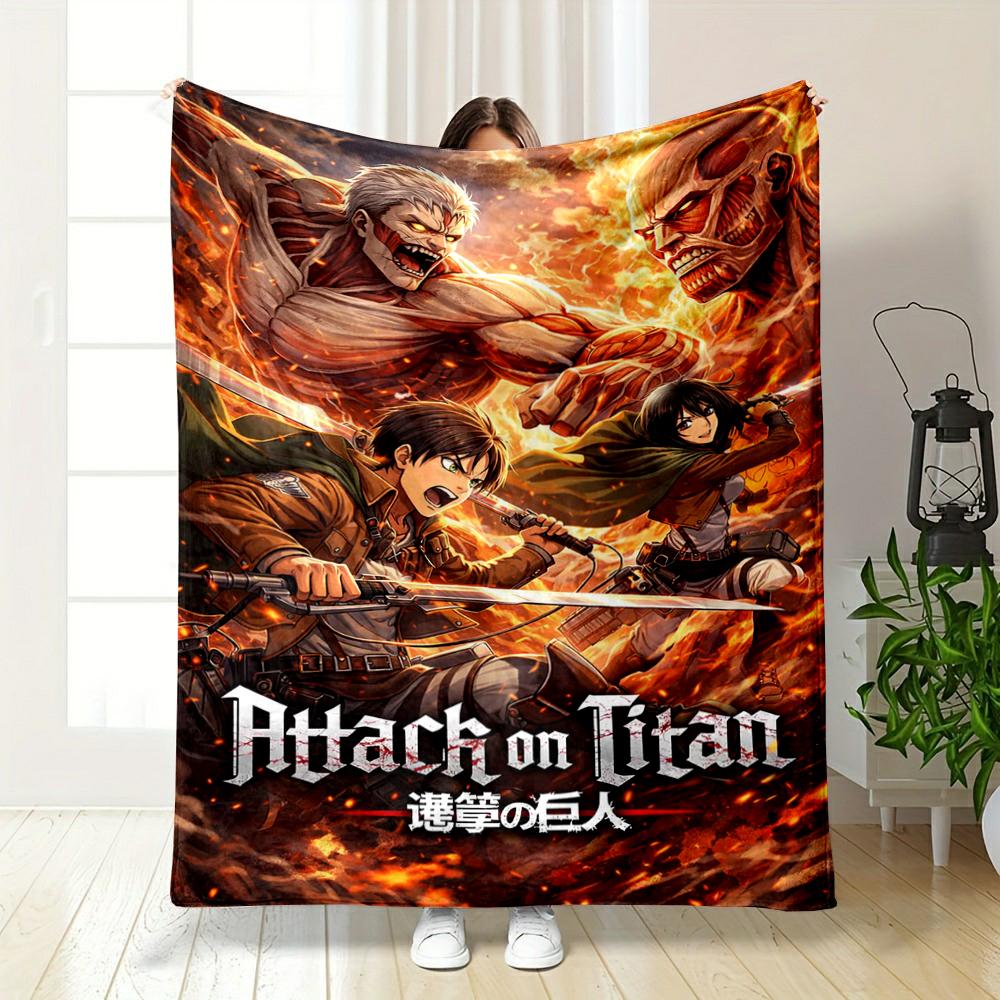Attack on Titan Anime Scene Blanket Flannel blanket for bedroom, living room, sofa, and nap sofas.