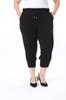 Women's Style Plus Size Pants Comfortable Black Elastic Waist Combed Capri Pants