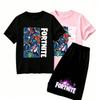 Anime Game Fortress Print Outdoor Street Kids T-shirt and Shorts Summer Home Casual Outfit Boy and Girl's Sports Set