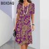 Retro Ethnic Print Mini Dress Women's Fashion Street Style Summer Short Sleeve Round Neck Casual Dress Vestidos De Mujer