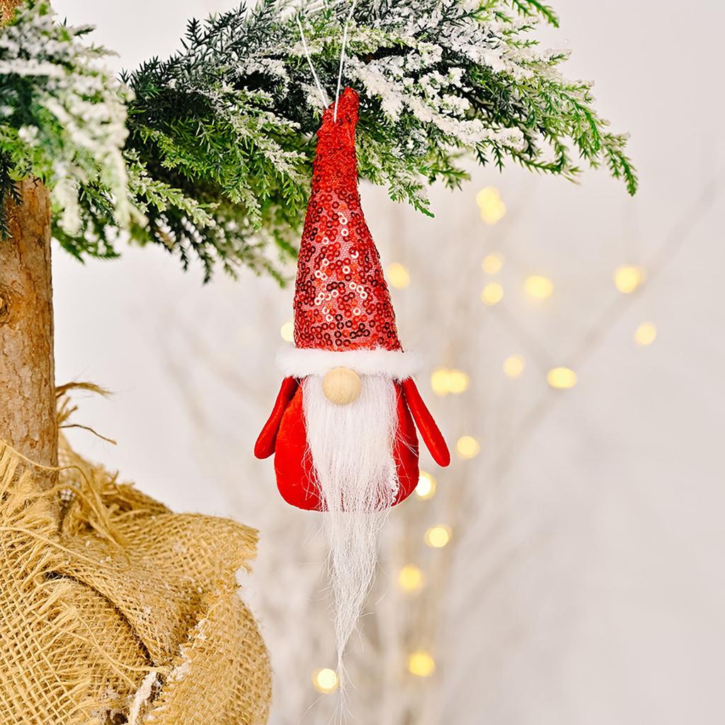 4PC Christmas Decoration Sequin Hat Forest Old Man Pendant Christmas Faceless Doll