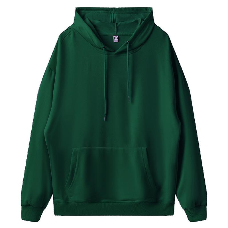 Solid Color Cotton Blends Sweatshirt Zipper Loop Knit Hooded Cardigan Jacket Loose Hoodie Team Uniform Work Advertising Hoodies Coat