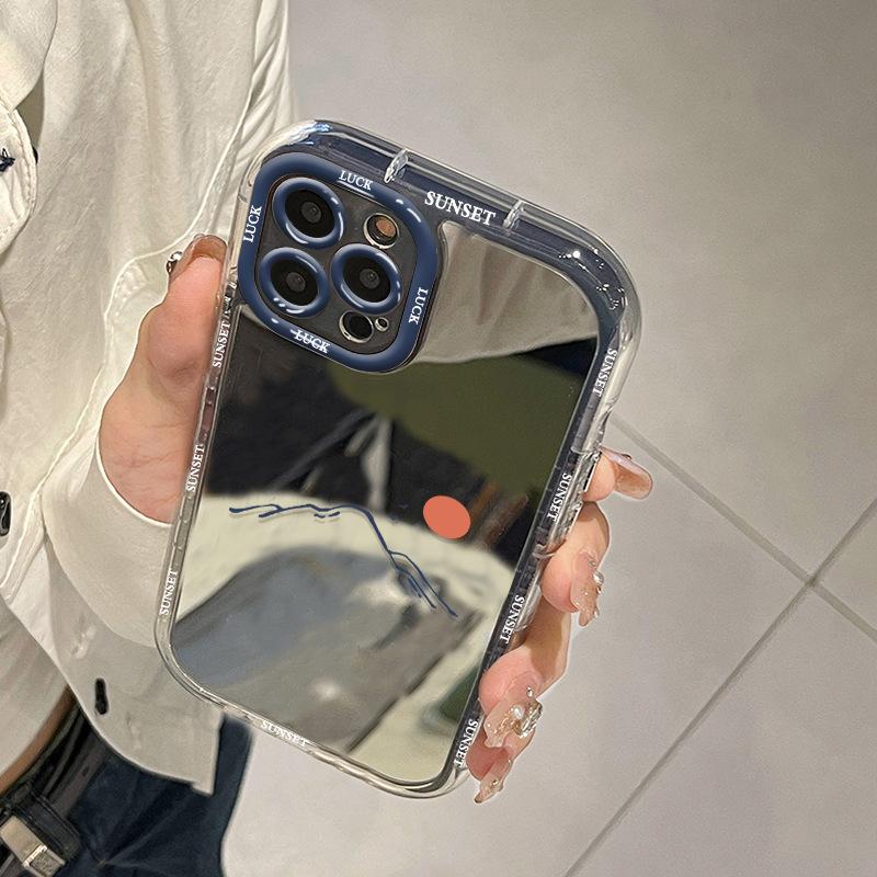 For Apple 16 Mobile Phone Case Mirror Simple Sun for IPhone14ProMax Cream 15plus Personality 13