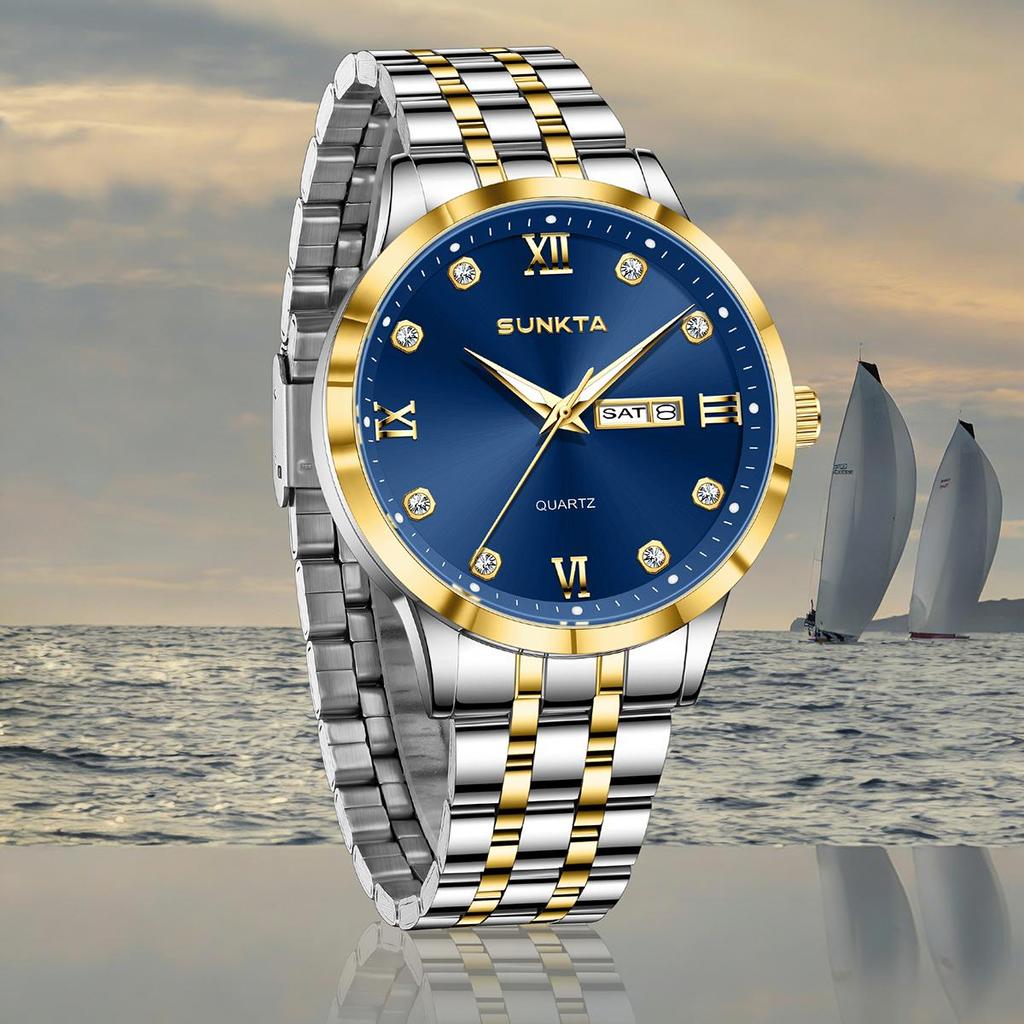 Sunkta New Men Watch Luxury Business All-steel Watch Classic Fashion Men's Quartz Watch
