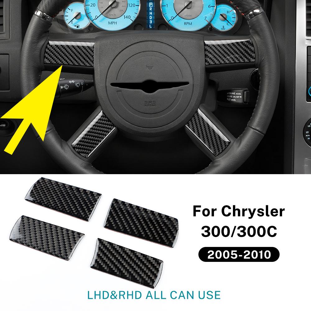 Echter Weicher Kohlefaseraufkleber Für Chrysler 300 300C 2005 2006 2007 2008 2009 2010 Auto Lenkrad Knopf Innenverkleidung