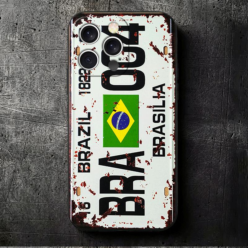 Retro Vintage License Plate Soft Phone Case for iPhone 16 16E 17 Air 15 Pro Max 14 Plus 13 Mini 11 12 7 Black Cover Back Shell