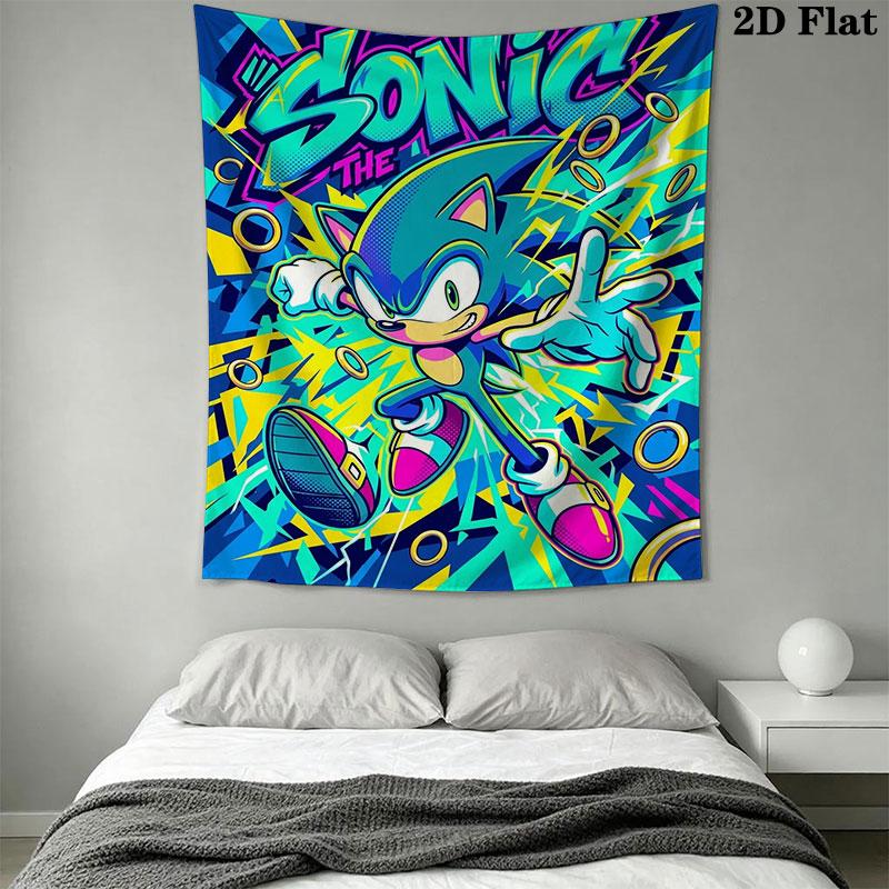 Hedgehog Sonic Bolt Wall Hanging Printed Fabric Blanket Decorative Tapestries for Bedroom Living Room Home Decor