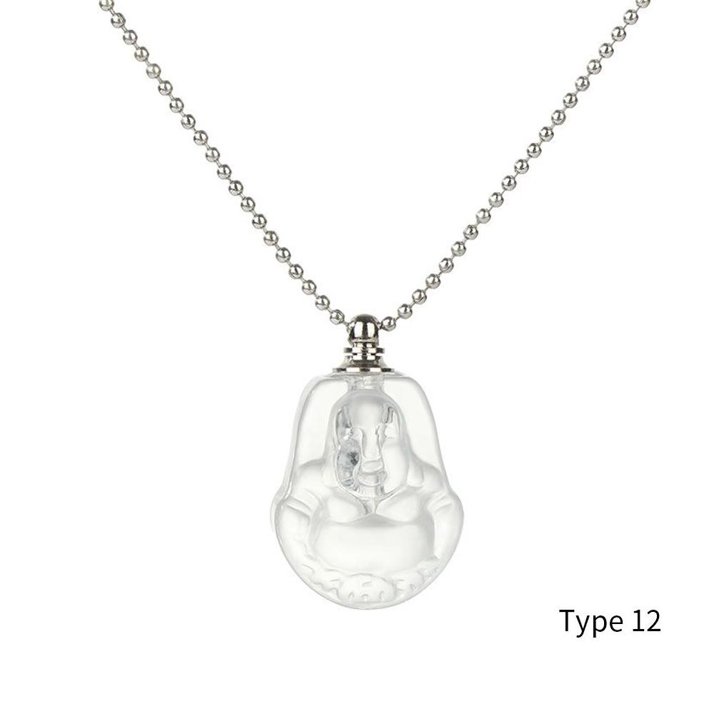 Natural Stone Perfume Bottle Necklace Amethysts Quartz Water Drop Pendant Necklace Crystal Essential Oil Diffuser Vial Jewelry