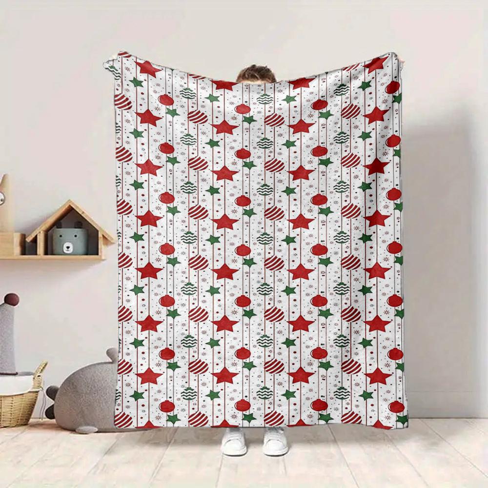 1Pc Christmas Ornaments Pattern Blanket Soft And Comfortable Casual Warm Camping Travel Christmas Halloween Gift M91714
