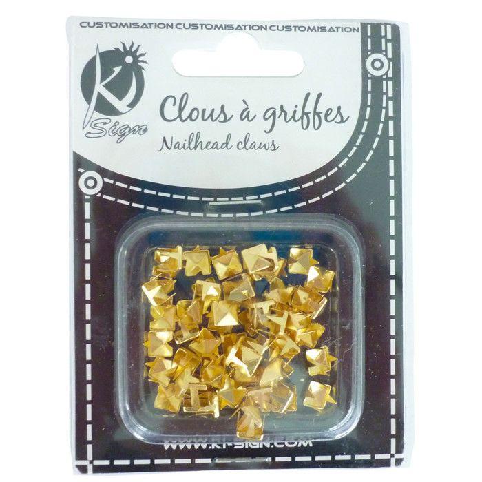 Square 6mm Gold Prong Rivet Studs 60 Pieces