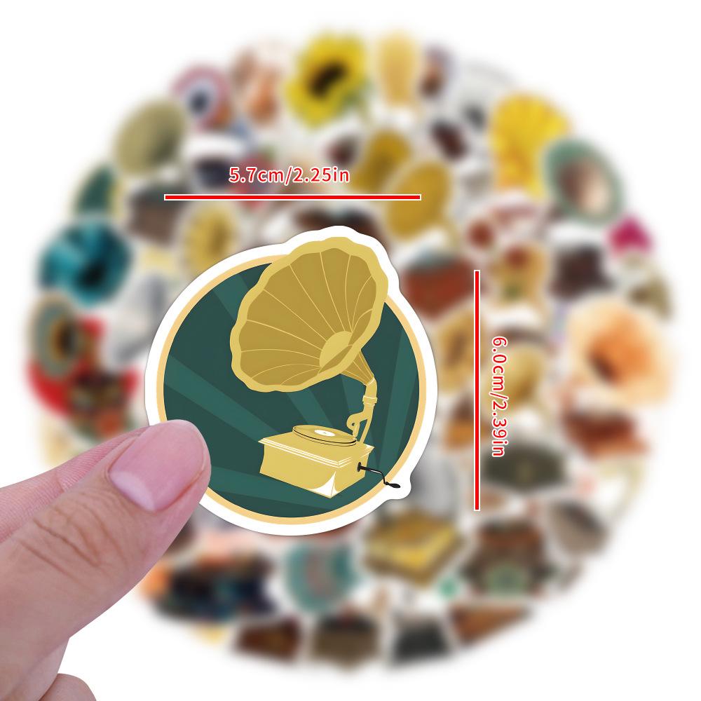 50 Cartoon Phonograph Graffiti Stickers Decorative Notebook Suitcase Guitar DIY Stickers