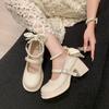 Women's Shoes Autumn One-pedal Thick-soled Mary Jane Single Shoes New with Skirts Women's Summer Outer Wear Bag Head