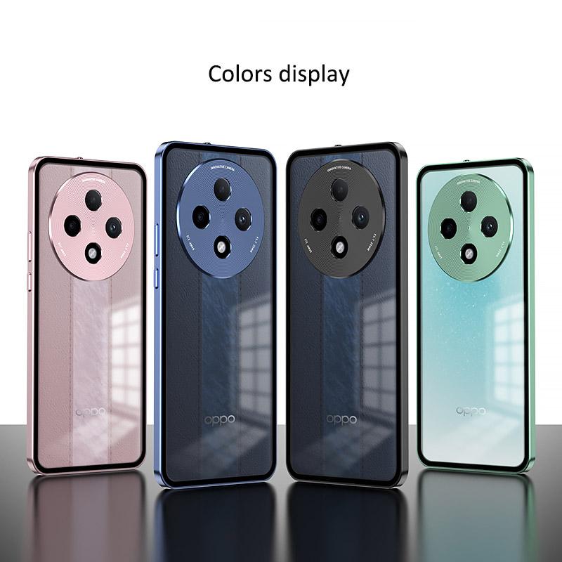 Elastic Snap Magnetic Metal Bumper Frame Case for Oppo A3 Pro / K12 Clear Frosted PC Lens Protector Back Cover