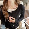 The New Spring and Autumn High-quality Tops for Women Are Two Loose Long-sleeved Shoulder T-shirts, Which Can Be Worn with Undershirts