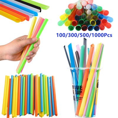 100/300/500/1000Pcs Disposable Straws Colorful Wide Straws Milk Tea Straw Party Wedding Kitchen Bar Straws