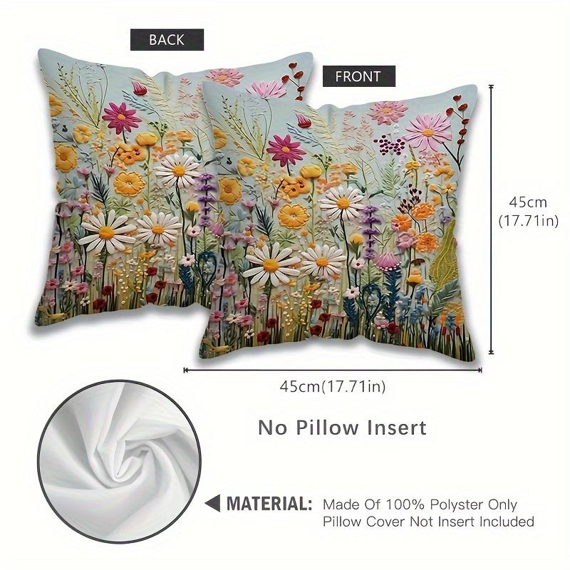 1Pack Country Floral Pillow Covers, 17.7x17.7 Inch, Machine Washable, Zippered Linen Cushion Cases for Home Decor,Flower Pattern